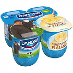 DANONE yogur sabor platano pack 4 unidades